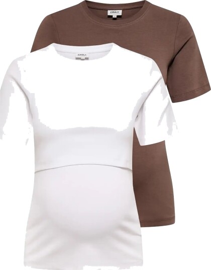 Only Maternity Olmnima Ss O Neck Nursing Top 2 Pack Jrs Brown M