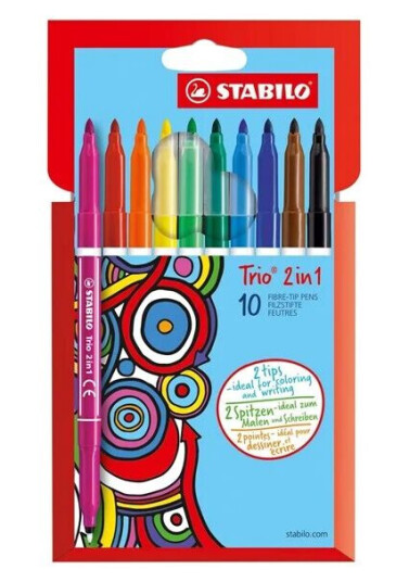 STABILO Trio 2 in 1 - Felt-tip pen and fineliner in one - Set of 10 pieces STABILO Trio 2 in 1 - Felt-tip pen and fineliner in one - Set of 10 pieces