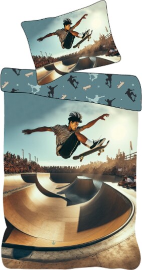 Licens Skater sengetøy 100% bomull Barnesengetøy 140x200 cm Blå