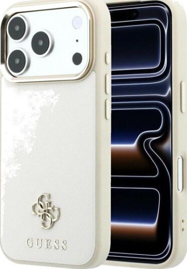 GUESS Saffiano Small 4G & Classic Logo MagSafe Case for iPhone 18 Pro / 17 Pro - Beige