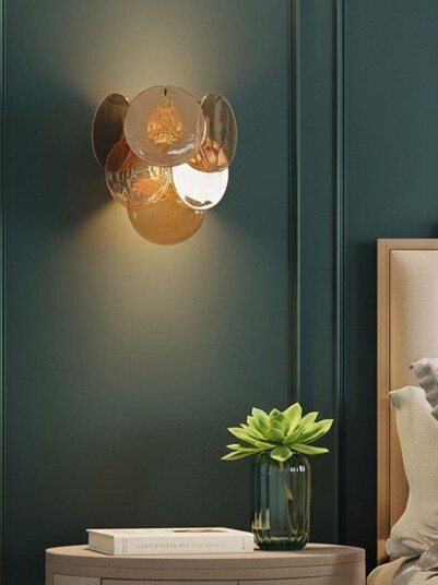 Murano Vegglampe Skiver Gull alabaster Krom patinert Murano Vegglampe Skiver Gull alabaster Krom patinert