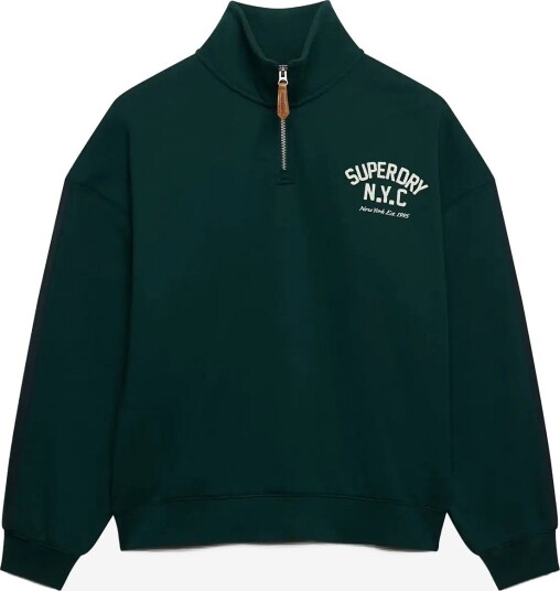 Superdry Country Club Applique Half Zip   DARK PINE GREEN   8