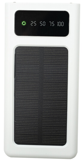 Mikamax Powerbank Universal med Solcellelader 10 000 mAh - Hvit