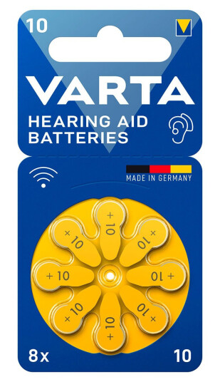 Varta A10 Høreapparatbatterier 8-pak Zink-Luft 1,45 V