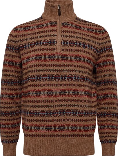 Polo Ralph Lauren Fair Isle Wool Mockneck Sweater Beige M