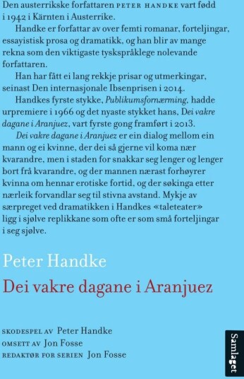 Dei Vakre Dagane I Aranjuez Av Peter Handke