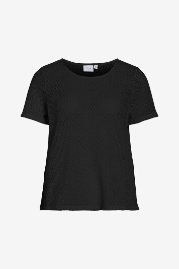 Vila - Topp viMine O-neck S/S Top - Svart