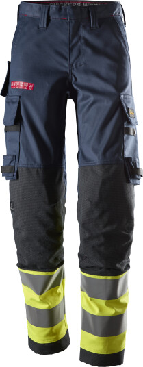 Snickers Workwear Varselbukse ProtecWork 6764 Dame Klasse 1 Flammebeskyttelse Marineblå/Gul 50