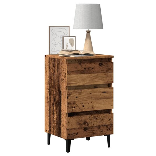  Nattbord med metallben gammelt tre 40x35x69 cm 8721158438393