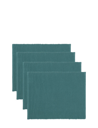 LINUM Uni Place Mat Rib 4-Pack - Green - 35X46CM