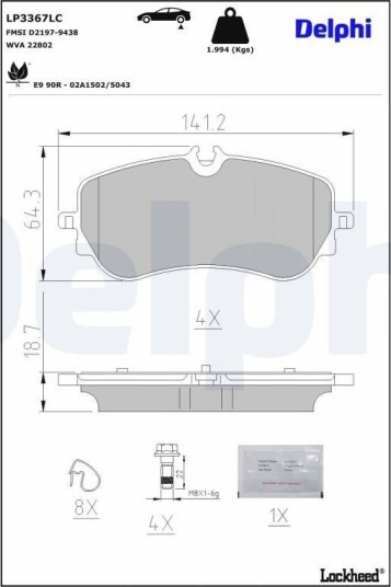 DELPHI LP3367LC Bremseklosser DELPHI LP3367LC Bremseklosser