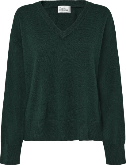 My Essential Wardrobe Mwjola V Neck Knit Pullover   Green   L