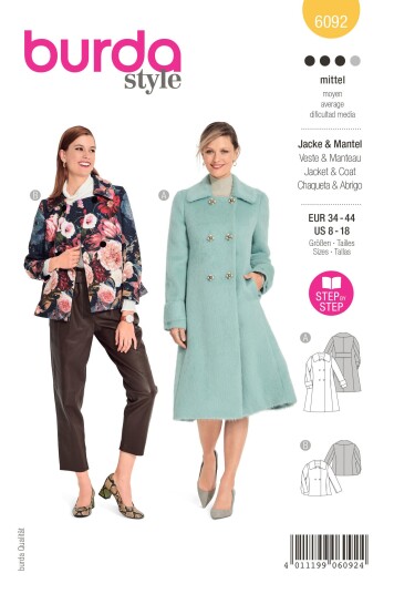 Burda 6092 - Jakke & Frakk EUR: 34-44, US: 8-18