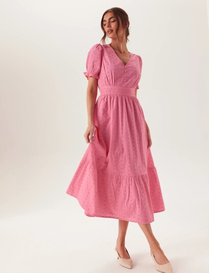 Bubbleroom Broderie Anglaise Dress   Pink   XL