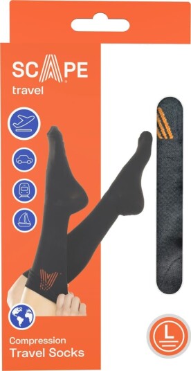 Scape Travel Reisetilbehør kompresjonssokker str. L (sort)