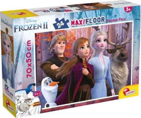 Gulvpuslespill Maxi Dobbeltsidig 24 Deler. 70X50cm Frosset. 86658 Lisciani