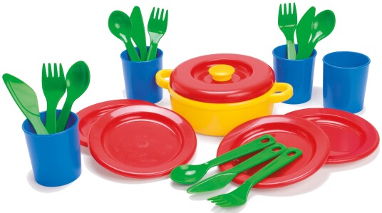 Dantoy Lekeservise For 4 Personer Tallerkener Kopper Bestikk Gryte Fra 2 År 22 Deler