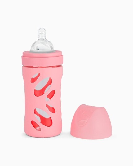 Twistshake Anti-Colic Glass Bottle Pastel Pink 260 ml Twistshake Anti-Colic Glass Bottle Pastel Pink 260 ml