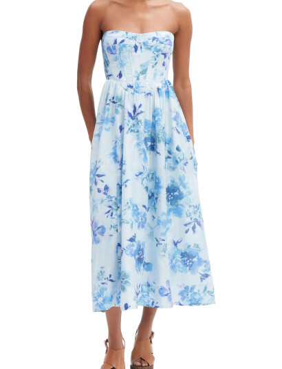 Bardot Lola Corset Midi Dress - Blue - 38
