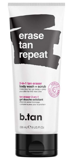 b.tan Erase Tan Repeat 2-in-1 Bodywash + Scrub 237 ml b.tan Erase Tan Repeat 2-in-1 Bodywash + Scrub 237 ml
