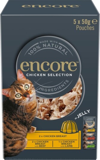 Encore våtfôr Cat Jelly Pouch Mix Kyllingutvalg 1 3 varianter 20 x 50 g Encore våtfôr Cat Jelly Pouch Mix Kyllingutvalg 1 3 varianter 20 x 50 g