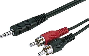 Monacor Aca 1735 2 X Rca Hankjønn 3.5Mm Hankjønn 2 M Sort Monacor Aca 1735 2 X Rca Hankjønn 3.5Mm Hankjønn 2 M Sort