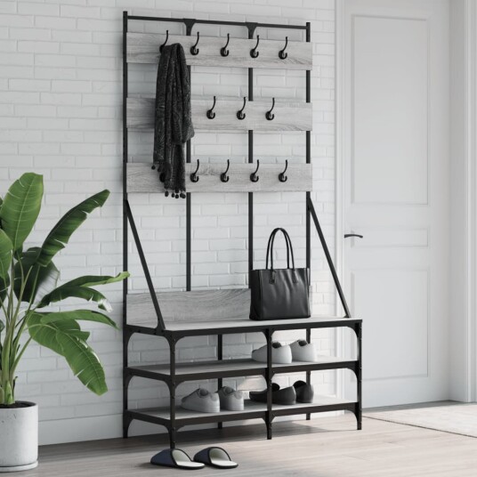 Klesstativ med skooppbevaring grå sonoma 100x40x184 cm 8721012196421