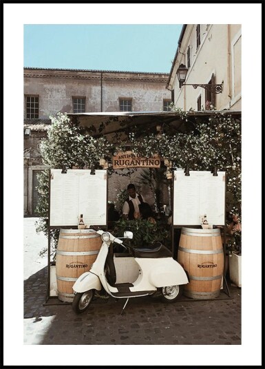 White Italian Vespa Plakat Plakat / 40x50cm