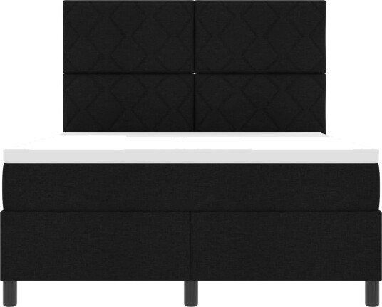 Sengeboks med Madrass & LED Svart 160x200 cm Stoff
