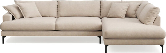Menard Premium 5 seters høyrevendt L formet dyp sjeselongsofa i stoff Beige