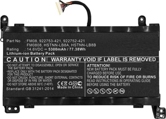 Coreparts Batteri Til Bærbar Pc With 16-Pin Connector Litiumion 5.3 Ah 77 Wh Svart MBXHP-BA0219