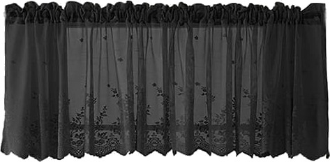Polyester Romantisk Blomster Gardinkappe Fint Håndverk Bred Anvendelse Vindusbehandling Svart 130x41CM