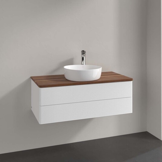 Villeroy & Boch Antao Servantskap med 2 skuffer 100x50x36 cm m/lys Hvit Matt/Valnøtt Villeroy & Boch Antao Servantskap med 2 skuffer 100x50x36 cm m/lys Hvit Matt/Valnøtt