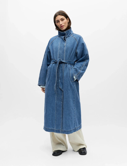 Object Objtrinna L/S Denim Trenchcoat Noos Blue 36