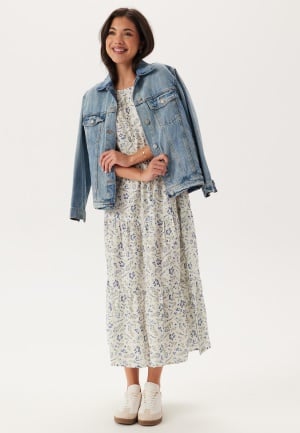 Happy Holly Butterfly Sleeve Viscose Midi Dress Offwhite/Patterned 48/50