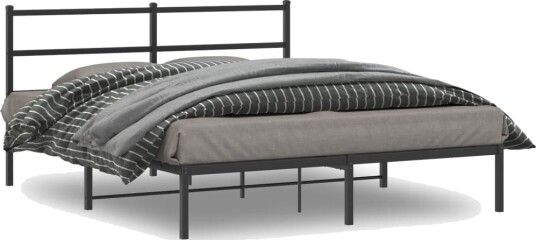 vidaXL Sengeramme i metall med sengegavl svart 150x200 cm 8721012302648