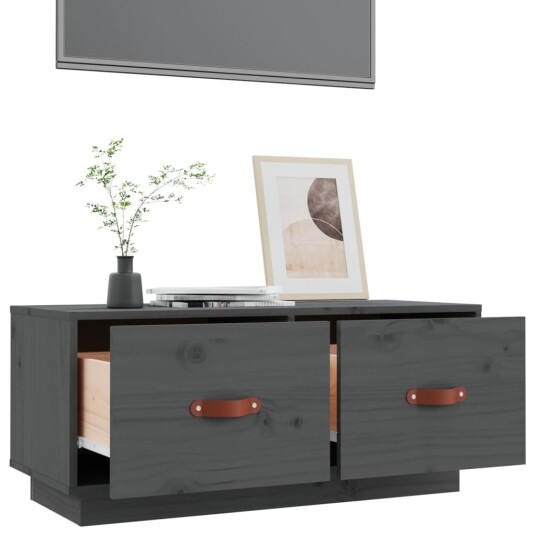 vidaXL TV-benk grå 80x34x35 cm heltre furu