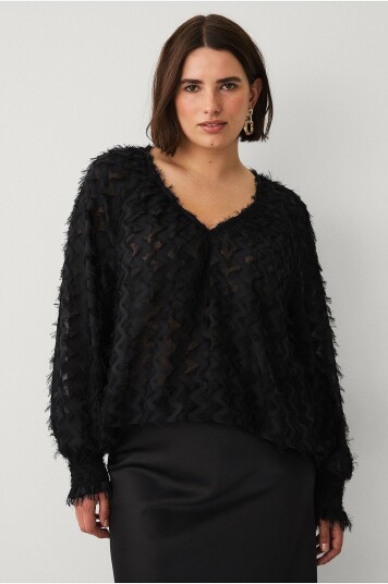 Ellos Plus Collection  Chiffonbluse med struktur Svart