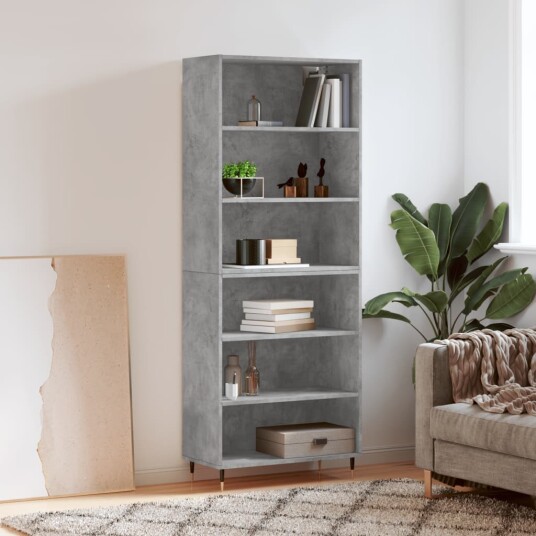 vidaXL Highboard betonggrå 69,5x32,5x180 cm konstruert tre vidaXL Highboard betonggrå 69,5x32,5x180 cm konstruert tre