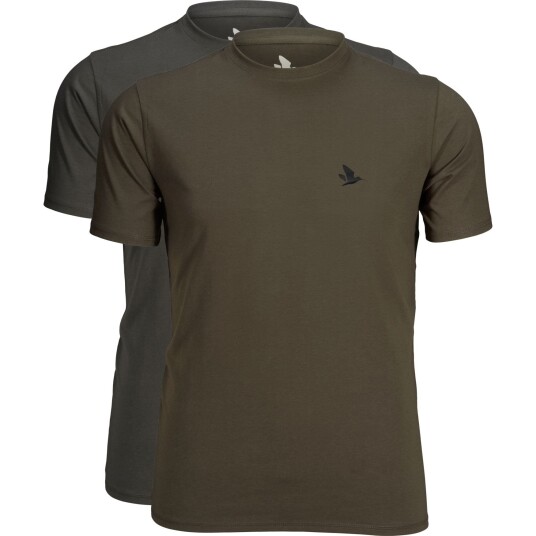 Seeland Outdoor T skjorte 2 pk. Granit/Pine green 4XL