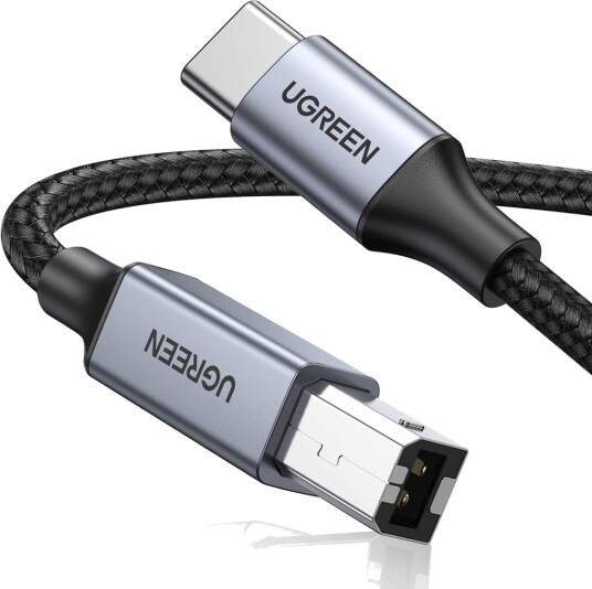 UGREEN USB-C til USB-B 2.0 skriverkabel, 2 m - grå/svart
