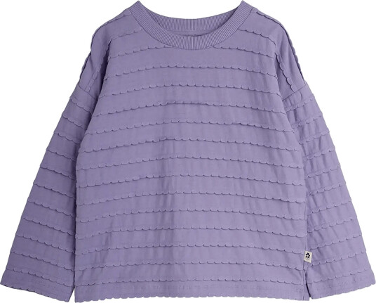 Mini Rodini Textured Frill Ls Tee Purple 116/122 Mini Rodini Textured Frill Ls Tee Purple 116/122