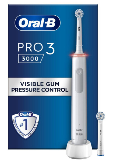 ORAL-B PRO3 3300W SENSITIVE CLEAN ELEKTRISK TANNBØRSTE, HVIT ORAL-B PRO3 3300W SENSITIVE CLEAN ELEKTRISK TANNBØRSTE, HVIT