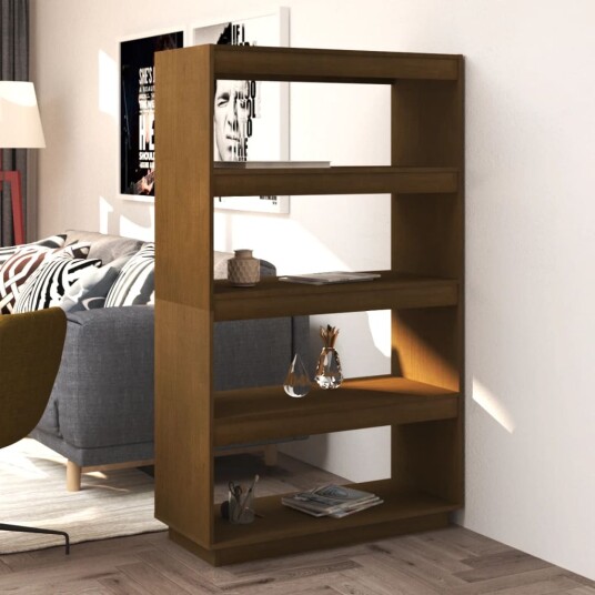 vidaXL Bokhylle/romdeler honningbrun 80x35x135 cm heltre furu vidaXL Bokhylle/romdeler honningbrun 80x35x135 cm heltre furu