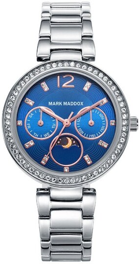 Mark Maddox Dameklokke MM7017 35 Classic Blå/Stål Ø34 mm