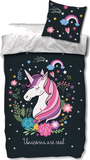 Licens Enhjørning sengetøy Selvlysende sengetøy med Unicorn 100% bomull Licens Enhjørning sengetøy Selvlysende sengetøy med Unicorn 100% bomull