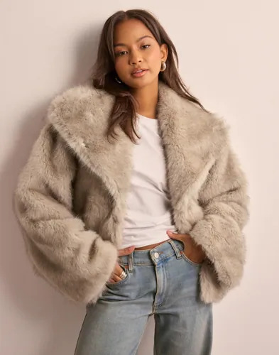 Neo Noir Beige Stephanie Faux Fur Jacket