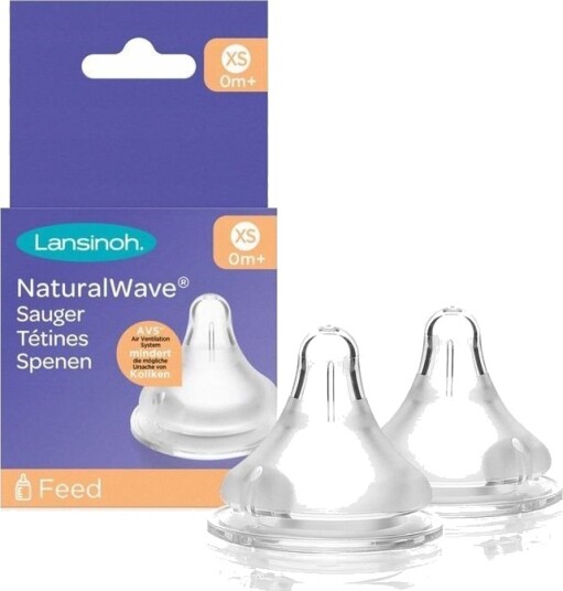 Lansinoh NaturalWave Flaskesmokker 2 Stk XS Langsom Flyt