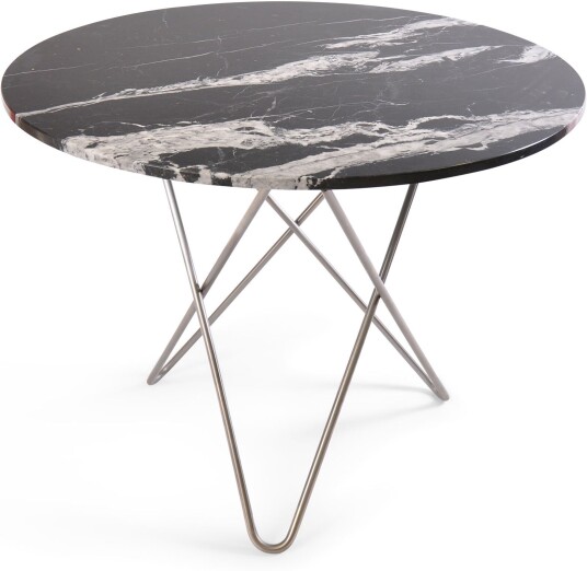 Ox Denmarq - O Dining Table Ø100 Stainless Steel Frame Top: Black Marble Spisebord Dennis Marquart Svart Metall/stein