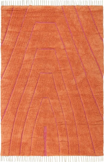 Ryetepper Sivia Natural Cotton Shaggy rød/oransje Størrelse: 160 x 230 cm